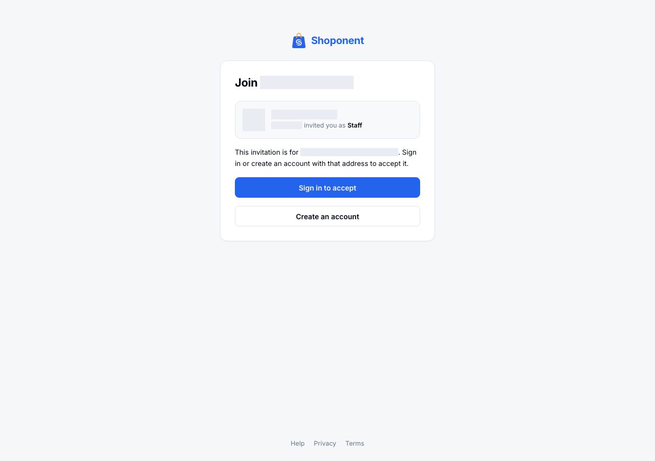Join a store, signed out: Sign in to accept or Create an account