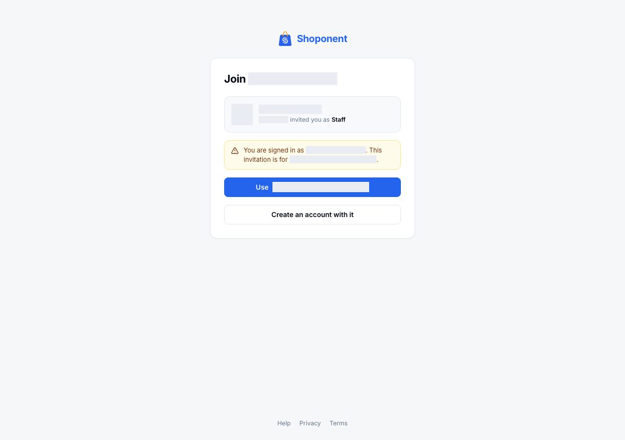 Signed in as someone else: use the invited address instead