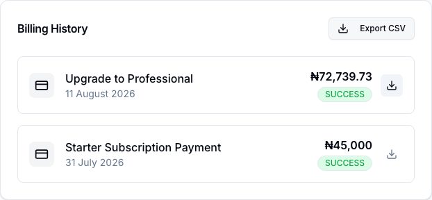 The download icon on a payment