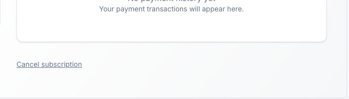 The Cancel subscription link at the foot of the page