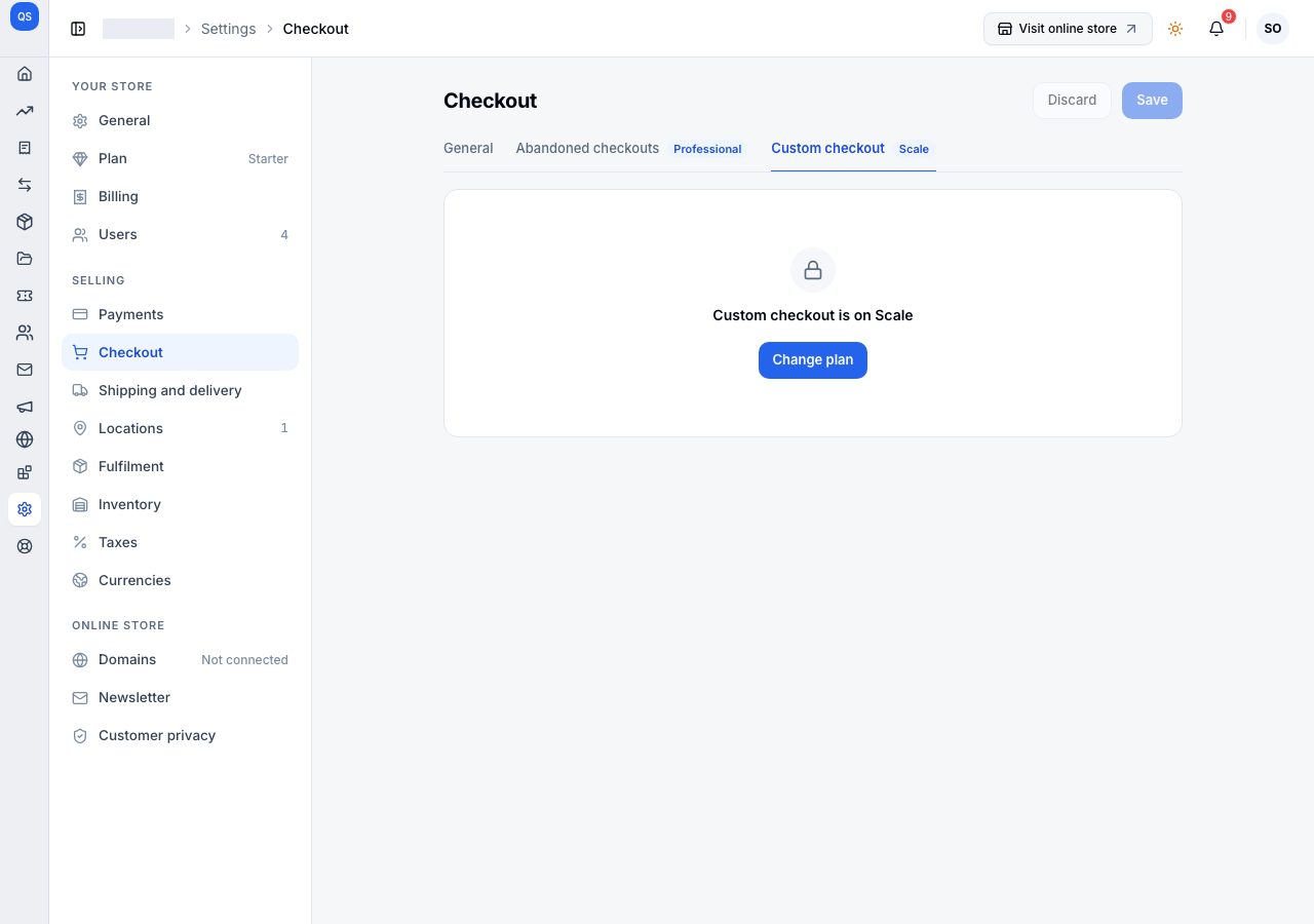 Custom checkout below Scale
