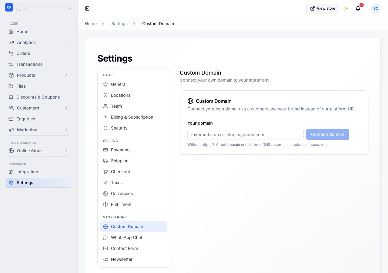 Custom Domain, before anything is connected