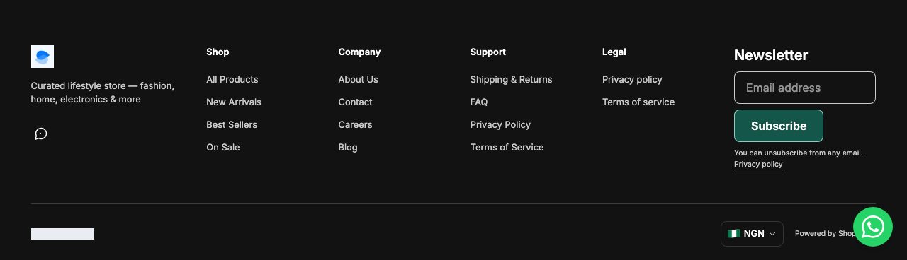 The subscribe box in an online store's footer