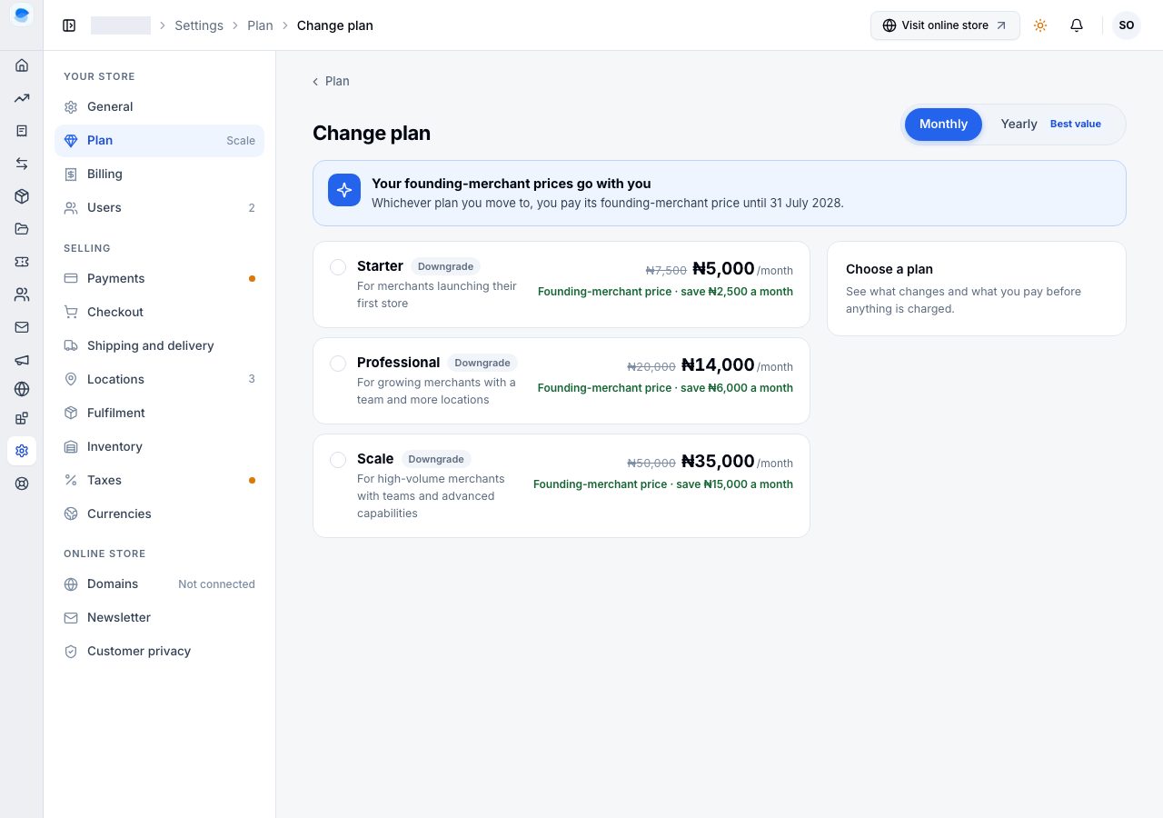 The same plans with monthly prices