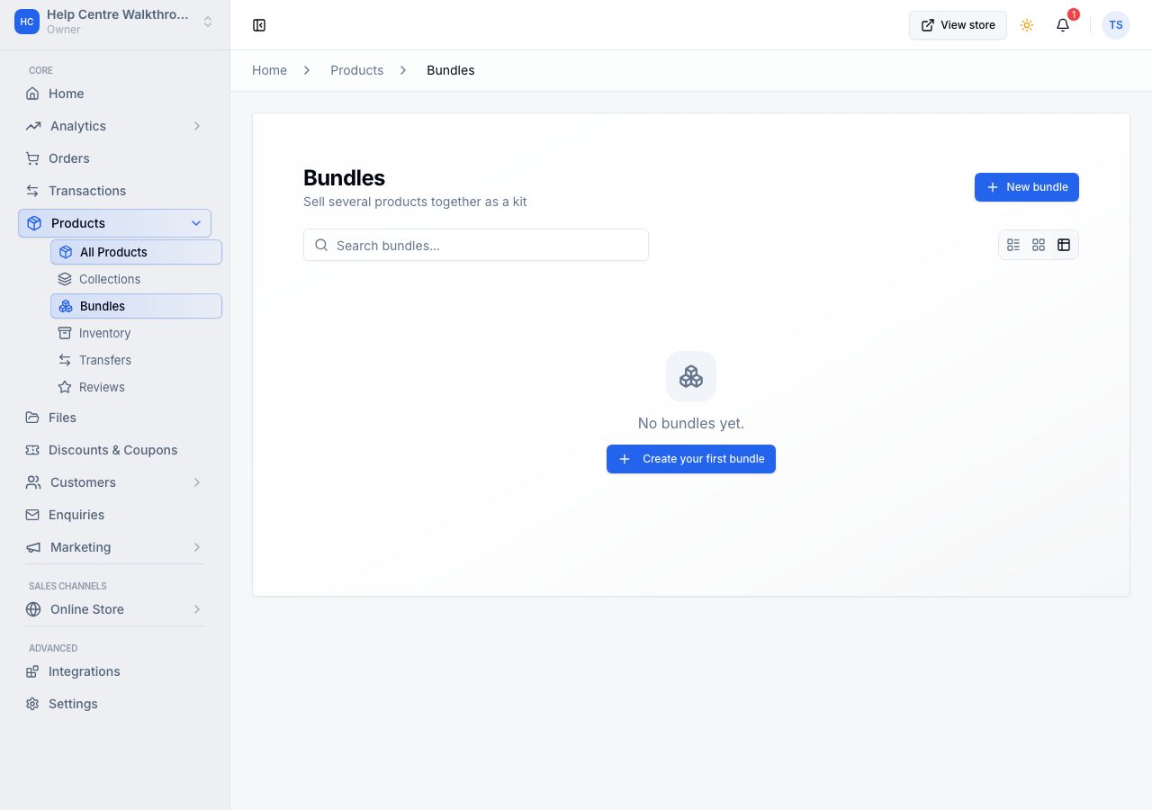 The Bundles page