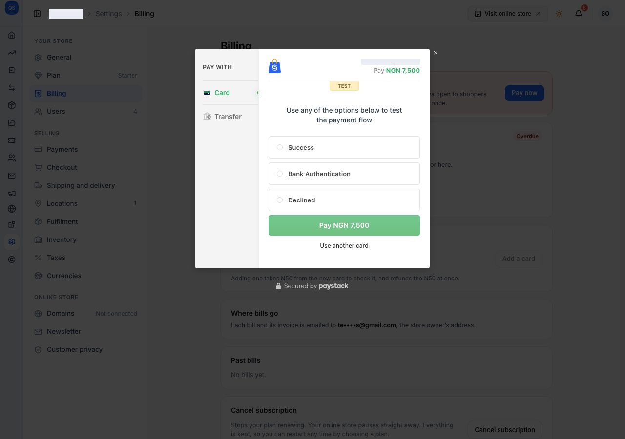 The payment window