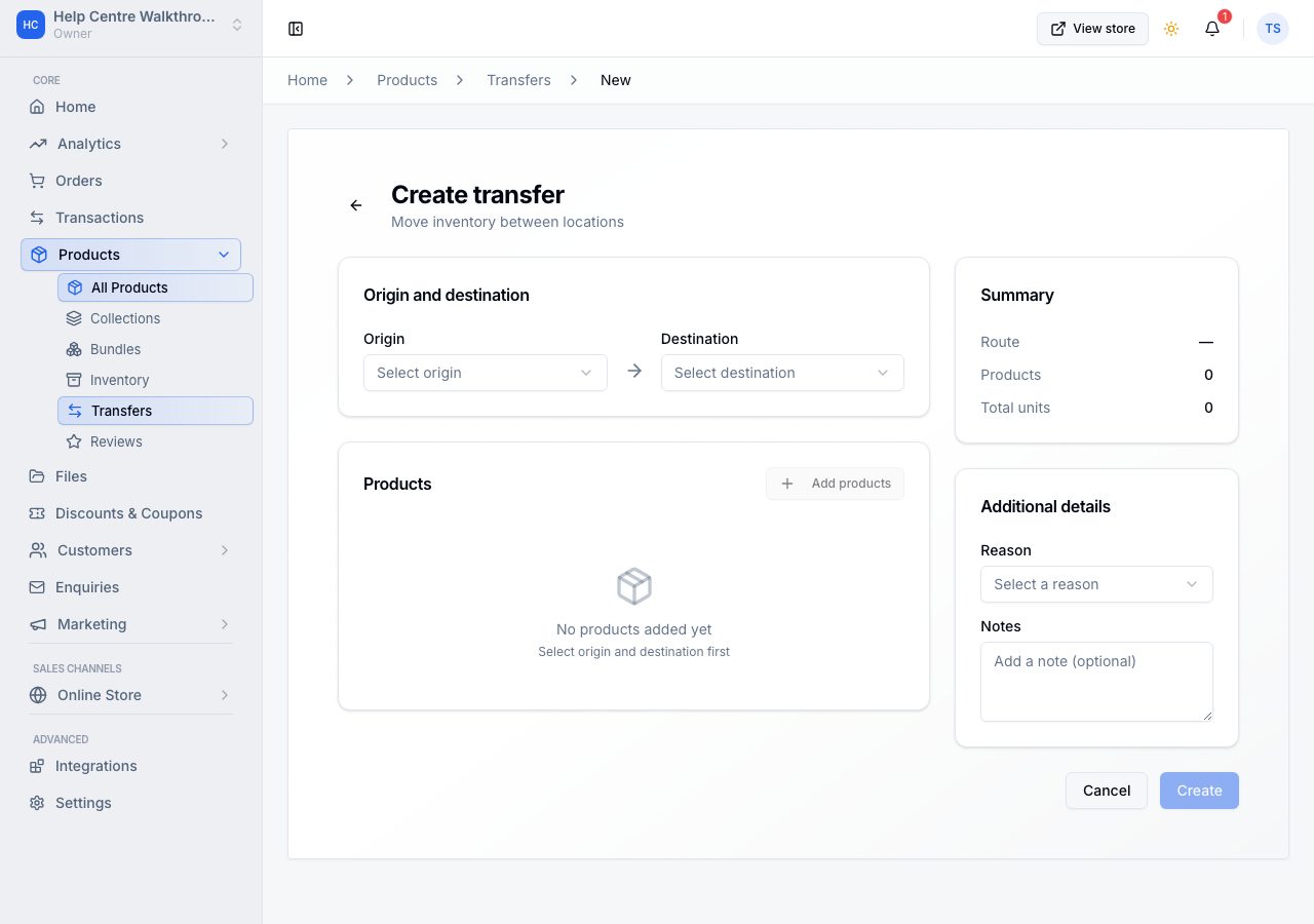 Create transfer