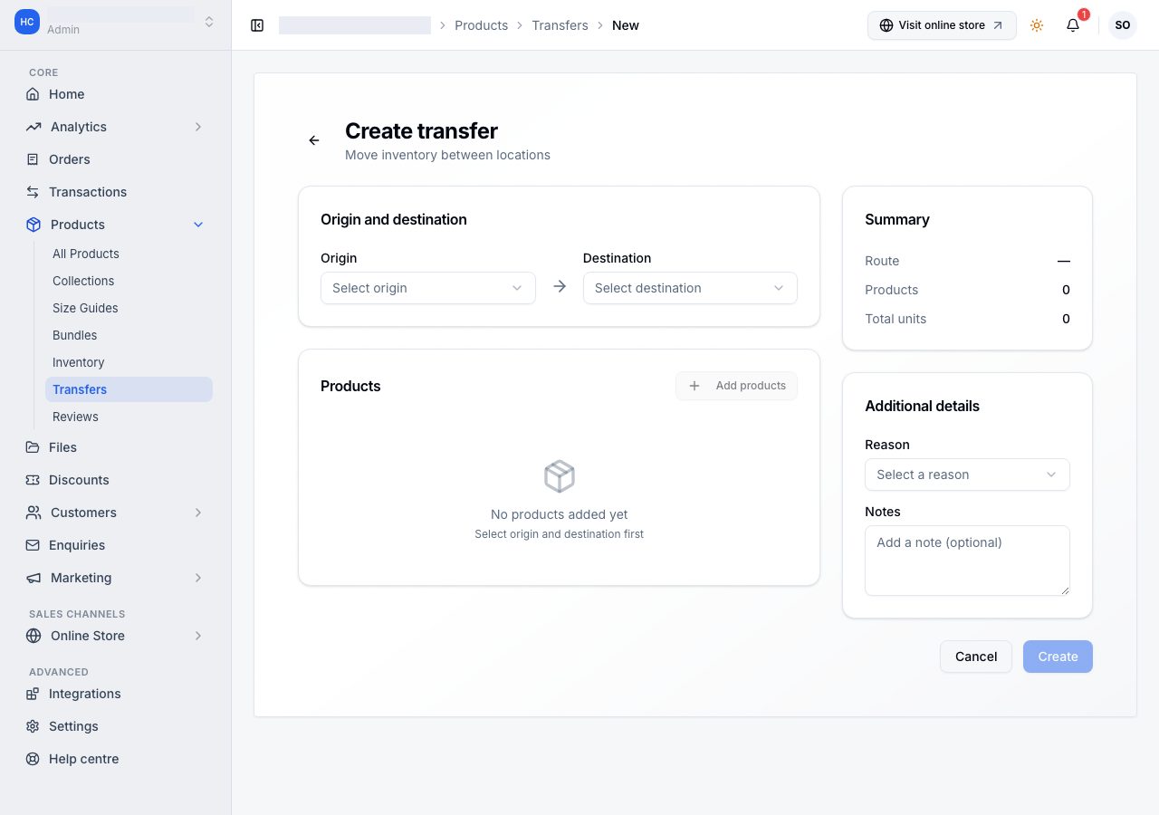 Create transfer