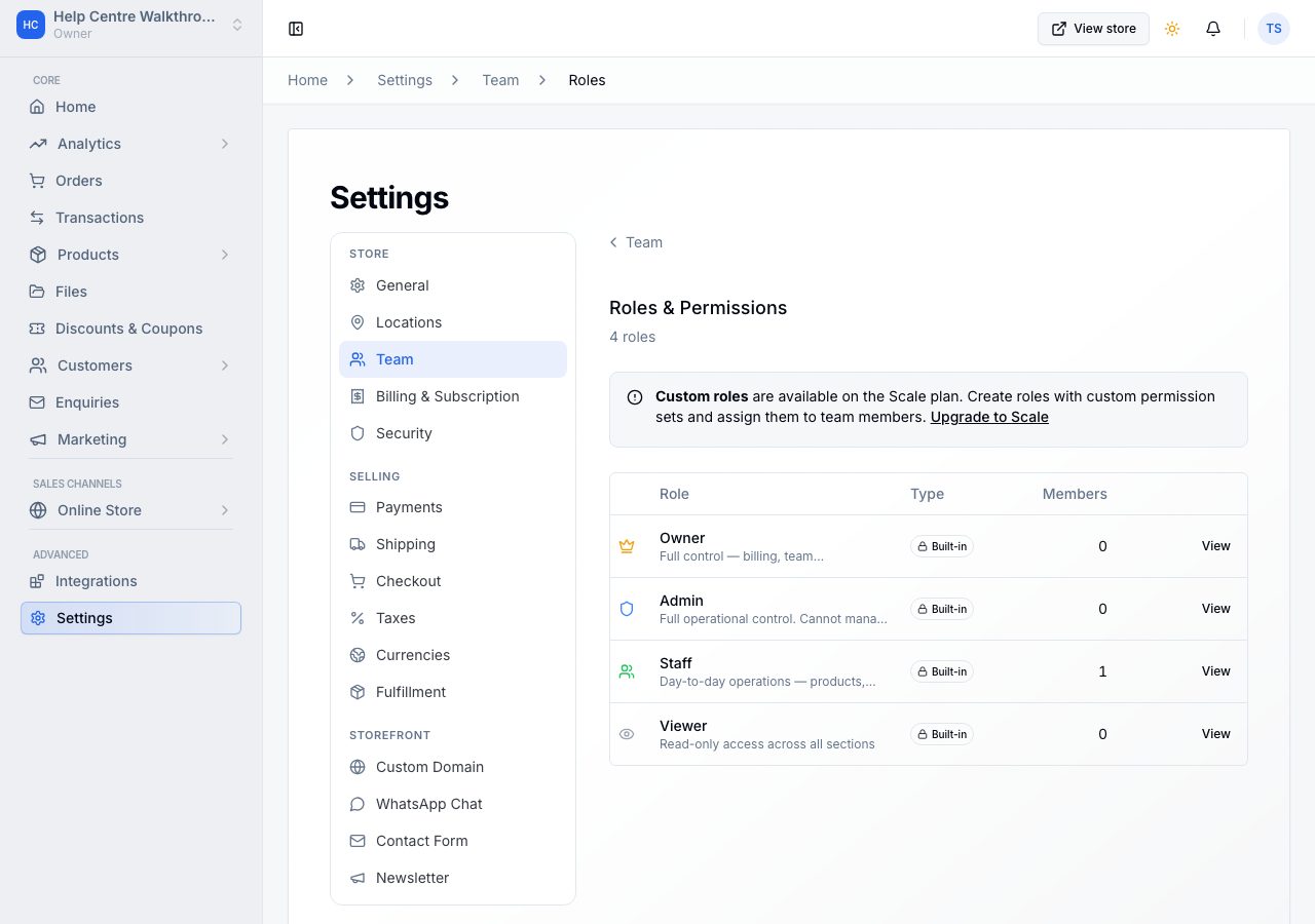 Roles & Permissions