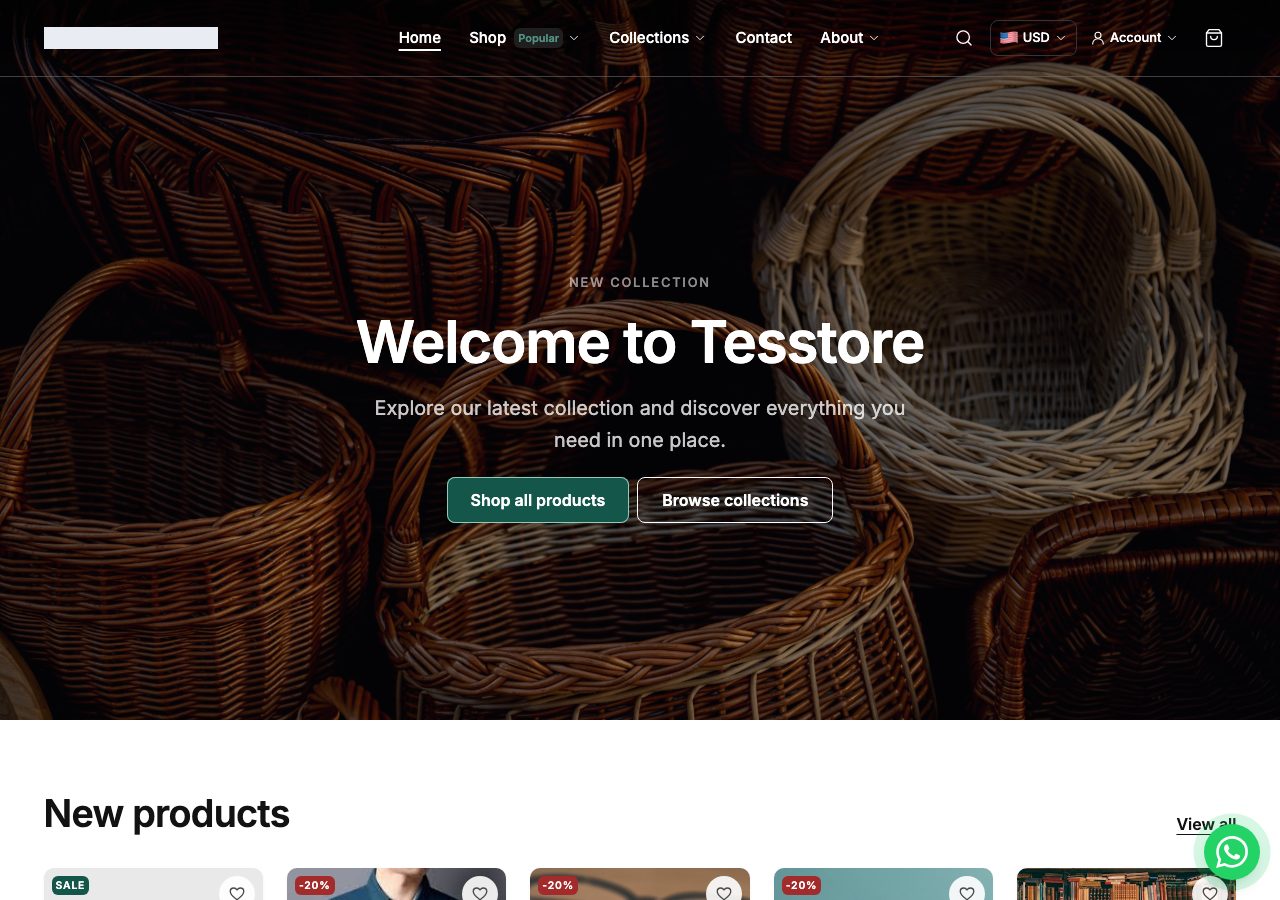 The WhatsApp button on the online store