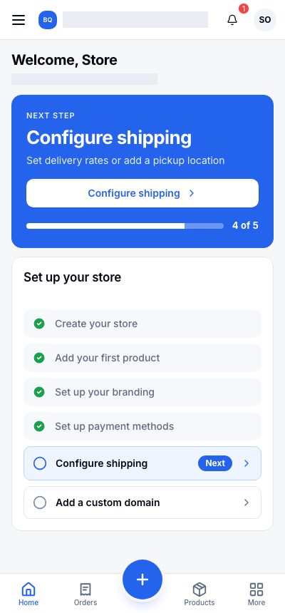 Home on a phone while you set up, with the bottom bar