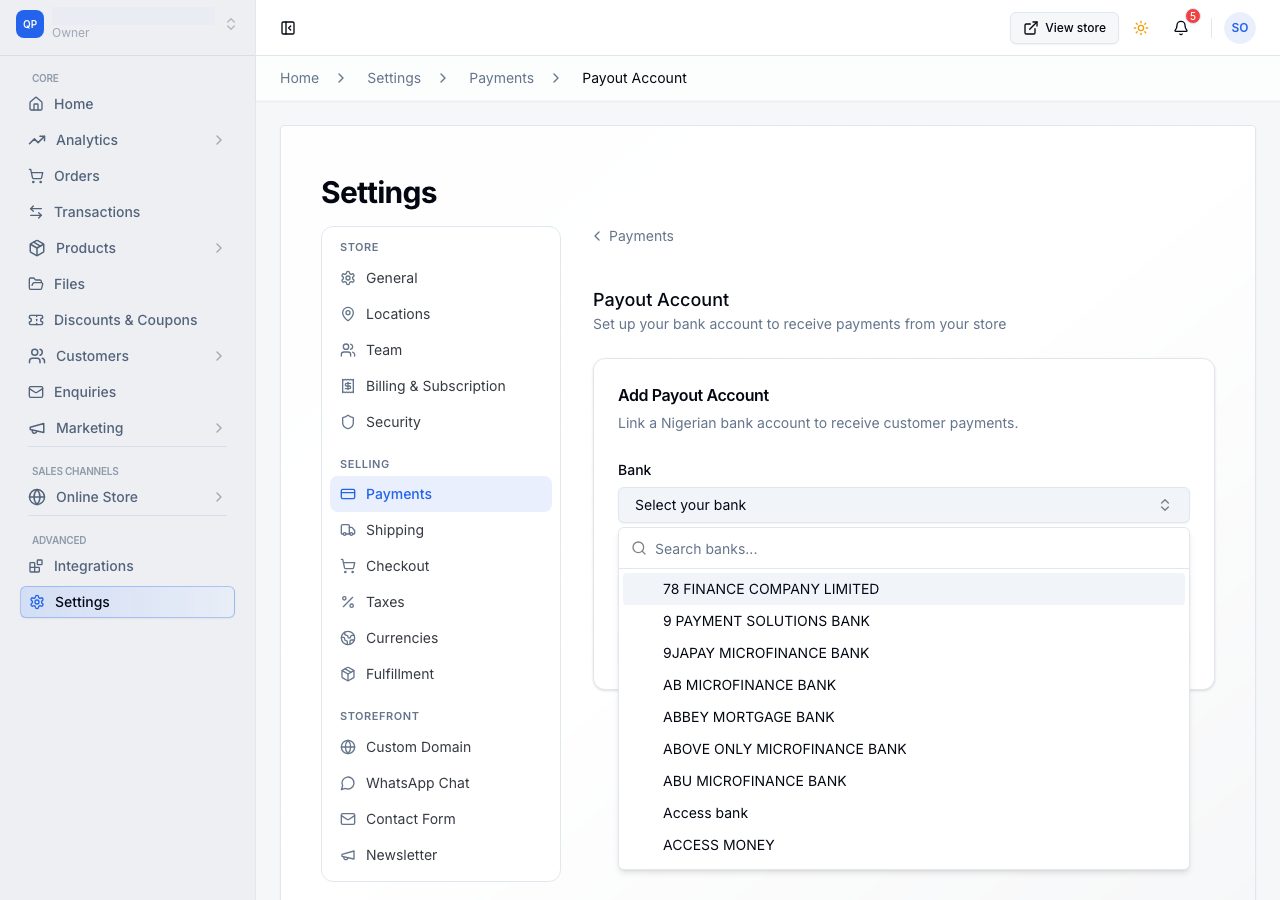The bank list, open and searchable