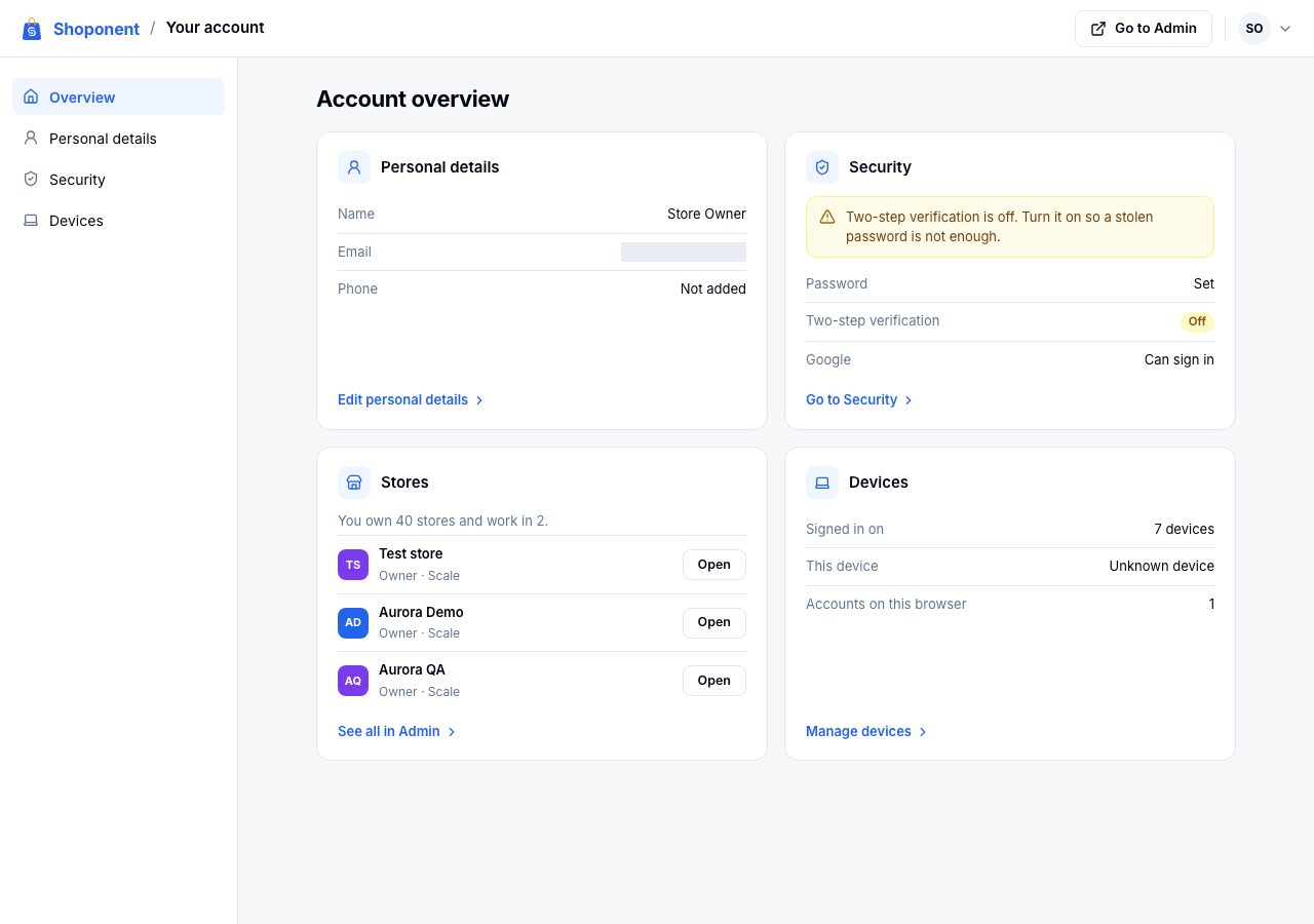 Account overview