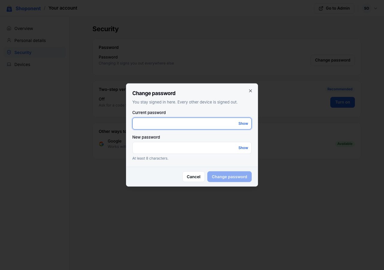 Change password